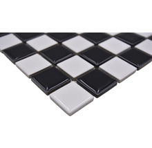 Mosaikfliese aus Keramik, quadratisch, schwarz und weiß