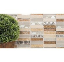 Dekorative Mosaikfliese aus Glas und Stein im Querformat