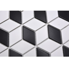 Mosaikfliesen mit geometrischem Würfelmuster in Schwarz und Weiß