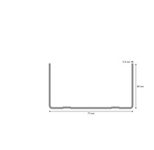 Abmessungen eines U-Profils: 75 mm breit, 40 mm hoch, 0,6 mm dick