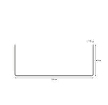 Schema eines U-Profils mit den Maßen 100 Millimeter mal 40 Millimeter und einer Materialstärke von 0,6 Millimeter