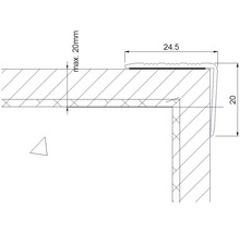 Technische Zeichnung eines Treppenkantenprofils mit Maßangaben