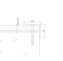 Technische Zeichnung eines Kantenprofils mit den Maßen 24,5 und 20 Millimeter