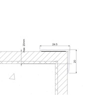 Technische Zeichnung eines Kantenprofils mit Maßangaben