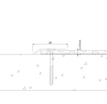 Illustration eines Bodenprofils mit den Maßen 29 Millimeter Breite und 0 bis 3,5 Millimeter Höhe.