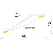 Profilleiste mit den Massangaben 40, 15 und 1,3 Millimeter