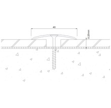 Illustration eines Übergangsprofils mit Schraube und Maßangaben 40 Millimeter und 0 bis 25 Millimeter.