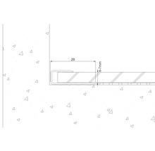 Technische Zeichnung eines Profils mit den Maßen 29 Millimeter und 6 bis 7 Millimeter
