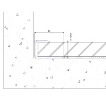 Technische Zeichnung eines Profils mit Maßangaben 29 und 14 bis 15 Millimeter.