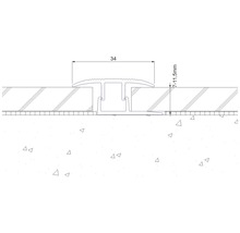Zeichnung eines Übergangsprofils mit den Maßen 34 Millimeter Breite und 7 bis 11,5 Millimeter Höhe