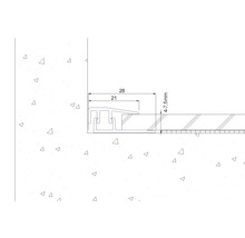 Technische Zeichnung eines Profils mit den Maßen 28 Millimeter und 21 Millimeter
