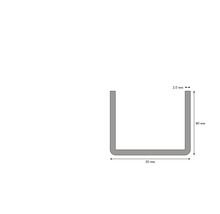 U-Profil mit den Maßen 50 mm Breite, 40 mm Höhe und 2 mm Materialstärke