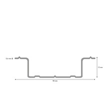 Profilansicht mit Maßangaben: 0,6 mm Stärke, 15 mm Höhe und 98 mm Länge
