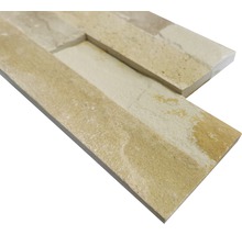 Nahaufnahme einer Wandverkleidung aus Sandstein