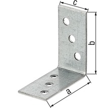 Winkelverbinder aus Metall mit Löchern und Größenangaben