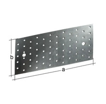 Lochplatte aus Metall mit Größenangaben