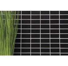 Rechteckige, glänzende Mosaikfliesen an einer Wand mit Dekoration