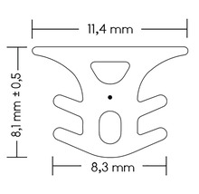 Technische Zeichnung eines Dichtungsprofils mit Maßangaben