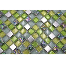 Mosaikfliesenmuster mit Glas-, Glitzer- und Metallelementen