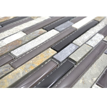 Mosaikfliese aus Glas und Naturstein