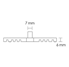 Technische Zeichnung eines Befestigungsprofils mit den Maßen 7 mm und 6 mm.