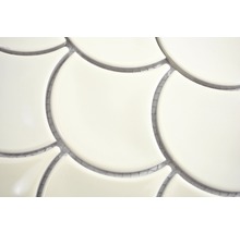 Nahaufnahme von Mosaikfliesen in Schuppenform