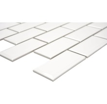 Rechteckige, glänzende Fliesen in Fischgrätenmuster