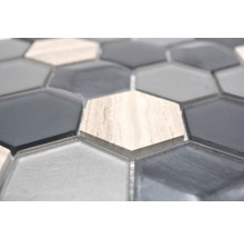 Mosaikfliesen in sechseckiger Form aus Glas und Stein