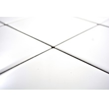 Detailaufnahme von verlegten weißen Fliesen mit Fugen