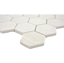 Sechseckige Mosaikfliese aus Stein auf Netz