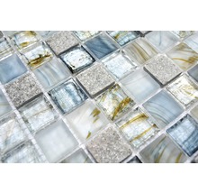 Mosaikfliese aus Glas und Naturstein