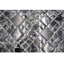 Mosaikfliese mit quadratischen Elementen aus Glas und Stein