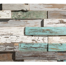 Holzpaneele mit Farbresten für die Wandgestaltung