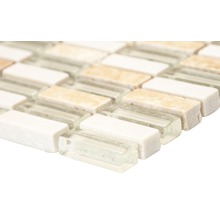 Mosaikfliese aus Glas und Naturstein