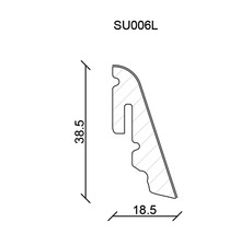 Technische Zeichnung eines Profils mit den Maßen 38,5 und 18,5
