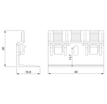 Technische Zeichnung eines Profils mit Maßangaben.