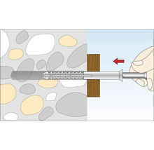 Illustration eines Dübels, der in einer Wand befestigt wird