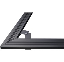 Detailansicht einer Metallrahmenkonstruktion mit Schraubverbindung