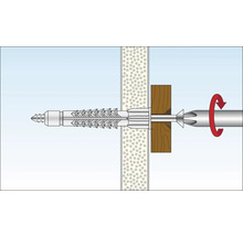 Illustration einer Schraube, die in eine Wand geschraubt wird