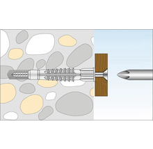 Illustration einer Universaldübel-Installation in einer Wand