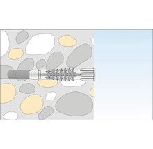 Illustration einer Dübelbefestigung im Mauerwerk.