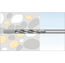 Illustration eines Steinbohrers im Einsatz