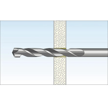 Metallbohrer bohrt durch Wand