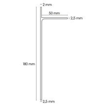 Technische Zeichnung eines Hutprofils mit Maßangaben