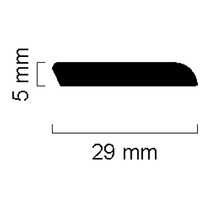 Abmessungen einer Fußleiste: 5 mm Höhe und 29 mm Breite