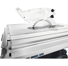 Tischkreissäge mit Sägeblatt und Schutzvorrichtung