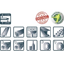 Symbol für Bohrdurchmesser, Original Siegel, Premium Qualität Siegel, Holz, Rohr, Waschbecken, Stahlträger, Mauer, Holzbündel, Flasche mit Glas, Reifen