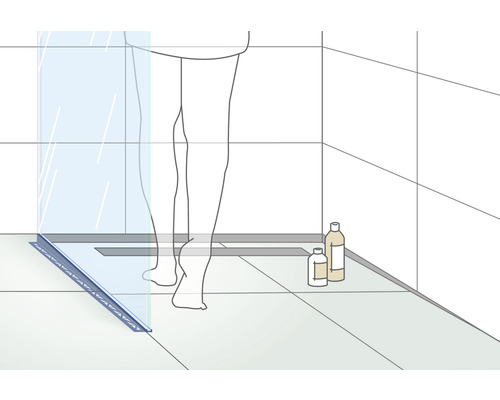 Gefällekeil zur Glasaufnahme am Boden Dural Shower-GK GKGL links Länge 120 cm Höhe 19 mm