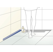 Darstellung eines barrierefreien Badezimmers mit Duschrinne und Dichtband