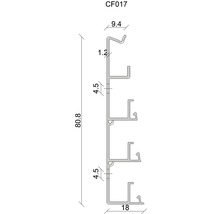 Technische Zeichnung eines Wandprofils mit Maßangaben